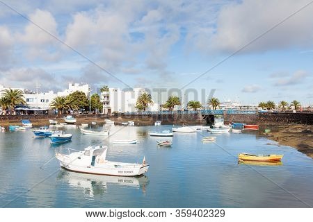 Arrecife, Spain - November 6:  Fishing Boats In The Laguna 