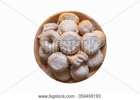 Isolated Arabic Cookies Maamoul. Ramadan Sweets Background.