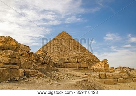 The Ancient Pyramid Of Chefren In Giza, Egypt