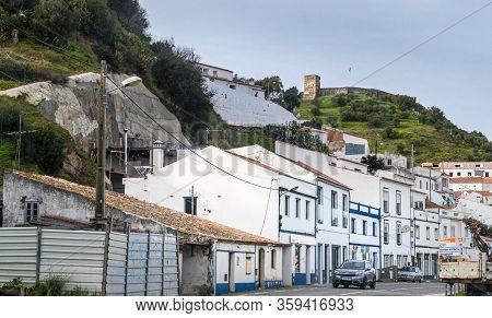 Aljezure, Algarve, Portugal, February 2020 - The Town Of Aljezur With The Castle On The Hill In The 