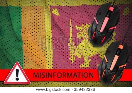 Sri Lanka Flag And Two Computer Mouses. Misinformation During Coronavirus Or 2019-ncov Virus Concept