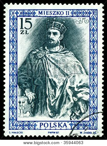 Vintage posta pulu. Kral Mieszko II.