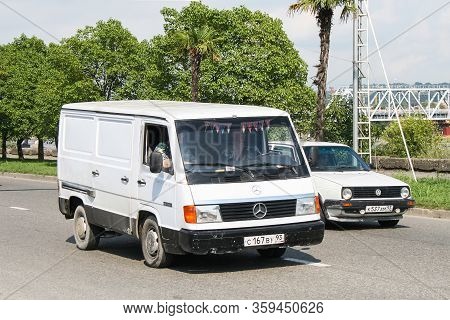 Sochi, Russia - July 24, 2009: White Cargo Van Mercedes-benz Mb100d In The City Street.