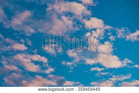 Blue Cloudy Sky. Beautiful Nature. Springtime. Wonderful Wether.