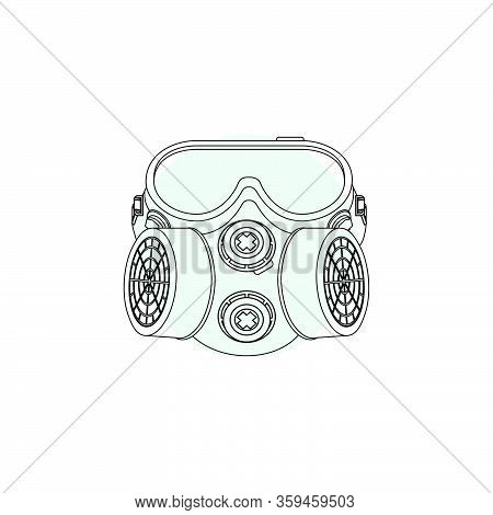 Outline Illustration Vector Graphic Of Respirator For Template Design. Stop Covid-19 Masker
