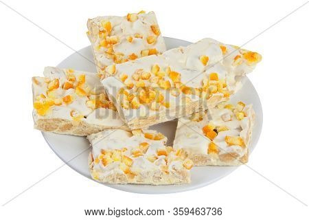 Tasty Appetizing Turon On A Plate On A White Background