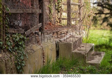 Abandoned House With 
Broken Stairs. Concept Of Loneliness.