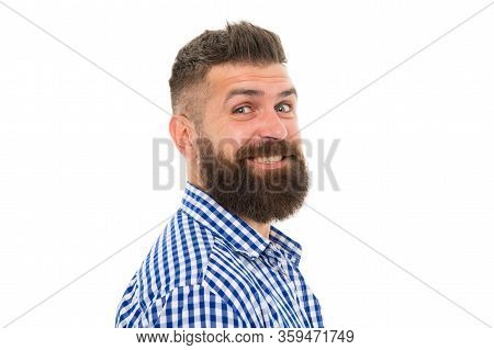 He Know Better. Hipster Client Visiting Barber Shop. Male Beauty Portrait. Well-groomed Bearded Man.