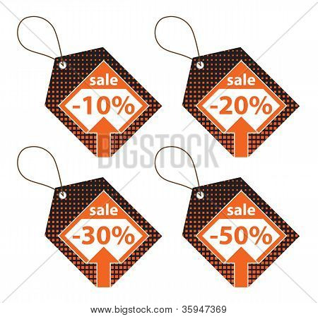 Conjunto de etiquetas de desconto laranja