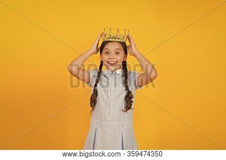 Luxury Everyone Can Afford. Reward For Best Winner. Small Egoist Girl Imagine She Is Princess. Luxur
