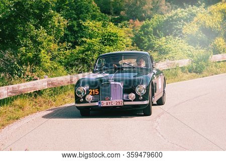 Pesaro Colle San Bartolo , Italy - May 17 - 2018 : Aston Martin Db 2 1951 On An Old Racing Car In Ra