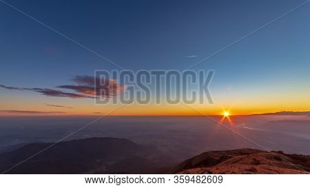 Winter Sunset From An Alpine Peak Of Friuli-venezia Giulia