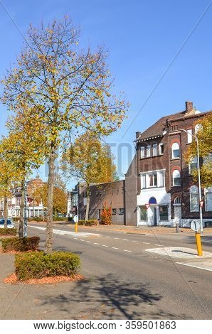 Venlo, Limburg, Netherlands - October 13, 2018: Empty Street And Road With No People In The Historic
