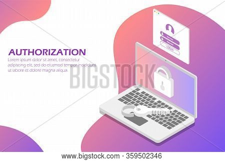 Network Authorization Concept Isometria, Identification System - Vector