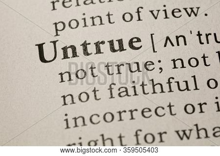 Fake Dictionary, Dictionary Definition Of Word Untrue.
