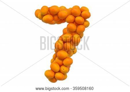 Number 7 From Oranges, 3d Rendering Isolated On White Background