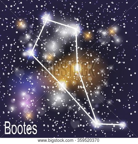 Bootes Constellation With Beautiful Bright Stars On The Background Of Cosmic Sky