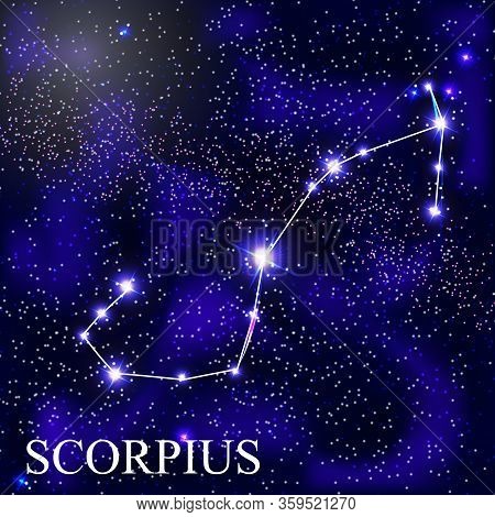 Scorpius Zodiac Sign With Beautiful Bright Stars On The Background Of Cosmic Sky  Illustration