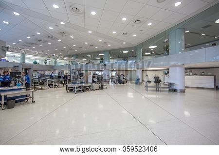 St.Louis International Airport Bridgeton Missouri, U.S.A, March 23rd 2020 : St Louis Airport empty at normal rush morning Time Due to Covid-19 outbreak