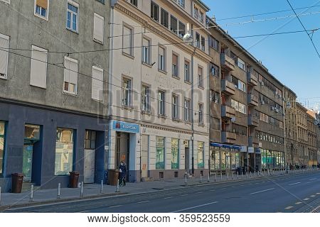Zagreb, Croatia - April 2, 2020: Empty Draskovic Street Quarantined By A Corona Virus And After An E