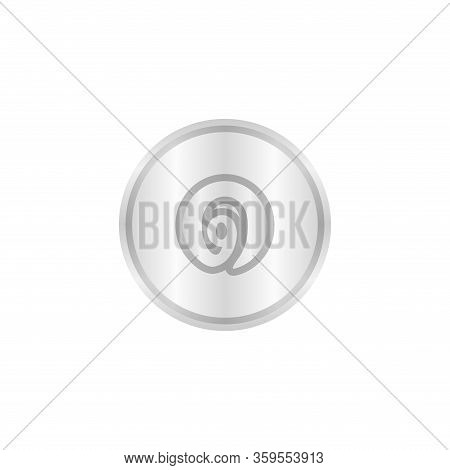 Thai 1 Baht Token Money Isolated On White, (1 Alphabet Thai) Silver Coin Type, Thai Currency One Coi