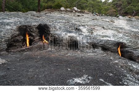Flames Of Mount Chimaera From The Underground, Cirali, Turkey