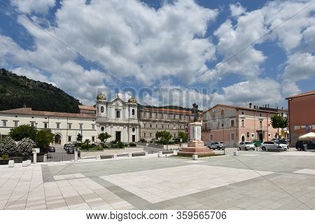 Image Of The Square Of Cerreto Sannita, A Village In The Province Of Benevento In Italy