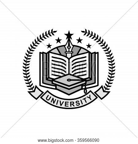 University Badge Or Symbol. Vector Logo Of Business Quality For College Emblem Identity. Illustratio