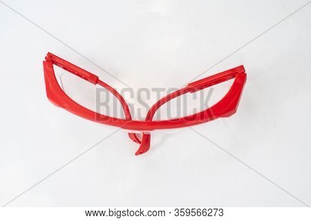 Personal Protective Equipment Eyes Glass With Protec Coronavirus Or Covid-19 Virus.