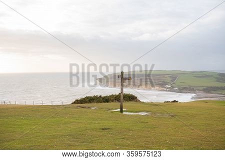 Signpost On Top Of A Hill In A Park England.