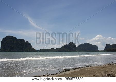 Movement And Flowing Of Wave Water In The Sea At Hat Chao Mai Beach And Marine National Park Located