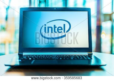 Laptop Computer Displaying Logo Of Intel