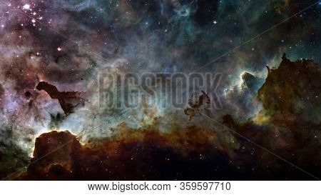 Hubble Views Galaxy And Nebula. Elements Of This Image Furnished By Nasa.