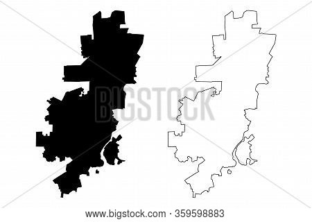 Sterlitamak City (russian Federation, Russia, Republic Of Bashkortostan) Map Vector Illustration, Sc
