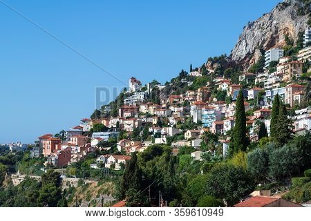 View Of The Perched Fortified Medieval Village Overlooking Roquebrune-cap-martin And The Mediterrane
