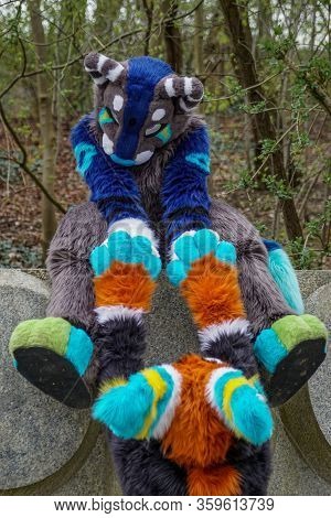 Volkspark Friedrichshain, Berlin, Germany - April 14, 2018: European Furry Walk At Volkspark Friedri