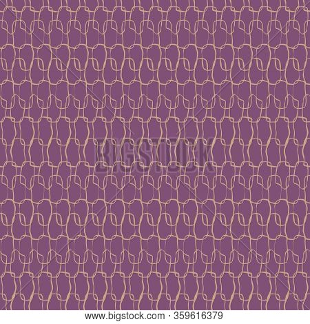 Crotchet Stitches Texture Seamless Vector Purple Pattern. Simple Surface Print Design Texture. For F