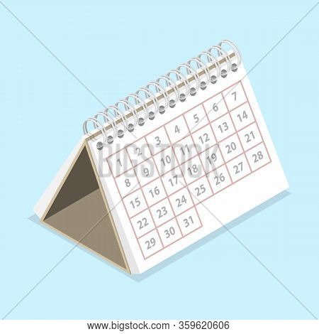3d Isometric Flat Vector Concept Of Calendar