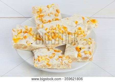 Tasty Appetizing Turon On A Plate On A White Background