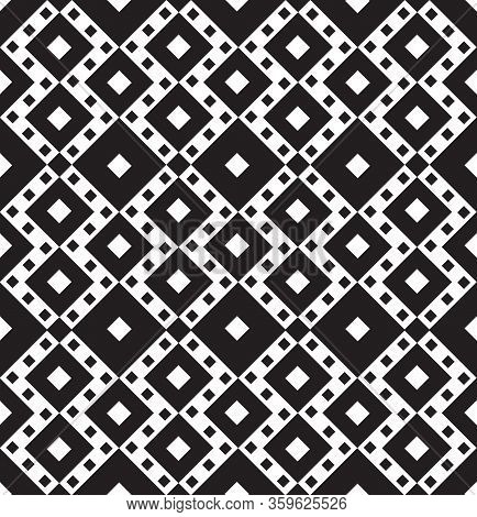 Abstract Tile Ornament. Geometric Square Shape Seamless Pattern. Geometrical Ornamental Backgrop.