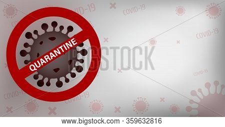 Brown Alert Covid 19 Virus Icon On The White Grey Background. Quarantine Danger Sign.