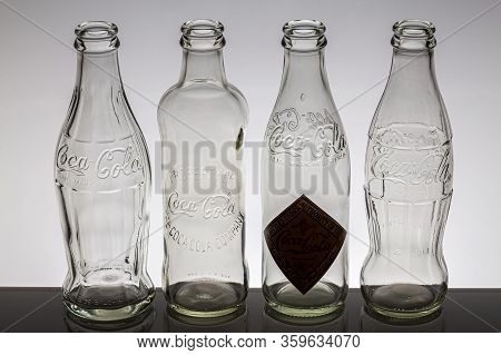 St. Petersburg, Russia, March 30, 2020. Coca-cola Drink, Old Two-glass Bottle, Craft, Specially For 