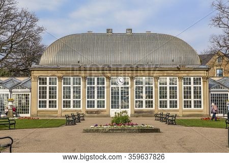 Sheffield England - April 05, 2020: Sheffield Botanical Gardens Pavilion