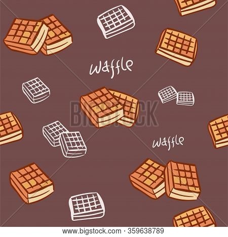 Cute Cartoon Seamless Pattern With Waffle. Friendship Concept. Childrens Vector Illustration. Textur