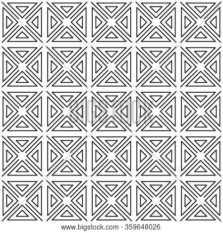 Seamless Vector Pattern, Parallel And Connecting Lines. Isolated Outline On A White Background.stock