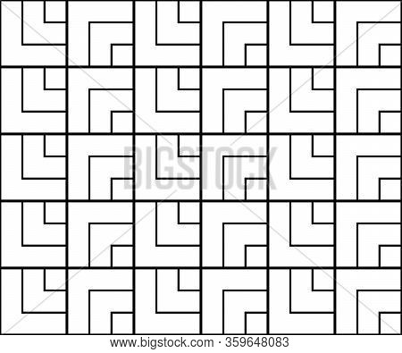 Seamless Vector Pattern, Parallel And Connecting Lines. Isolated Outline On A White Background.stock