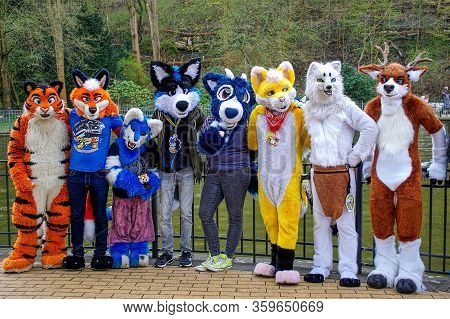 Volkspark Friedrichshain, Berlin, Germany - April 14, 2018: European Furry Walk At Volkspark Friedri