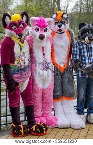 Volkspark Friedrichshain, Berlin, Germany - April 14, 2018: European Furry Walk At Volkspark Friedri