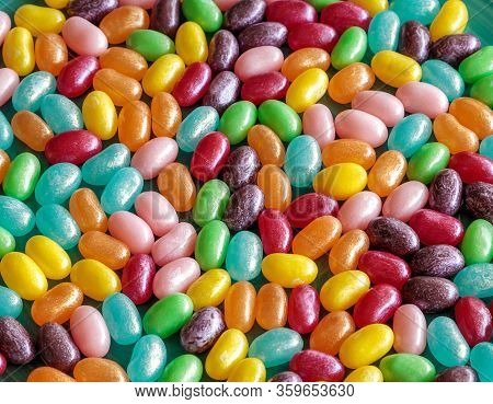 Rainbow Colored Jellybeans At Easter