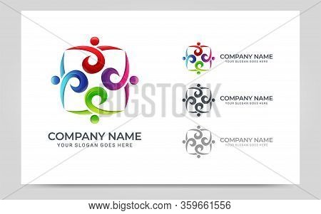 Abstract Logo Of People, Business, Foundation, Community, Human Caring, Health Workers.